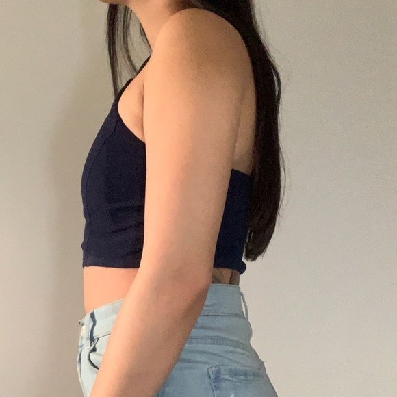 Dark blue cross crop  top size xs UK2LA - Picture 2 of 8